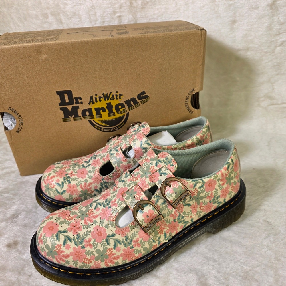 Dr. Martens 8065 Y Mary Jane Loafers Athena Pop Floral Pink Women 37 6 NEW